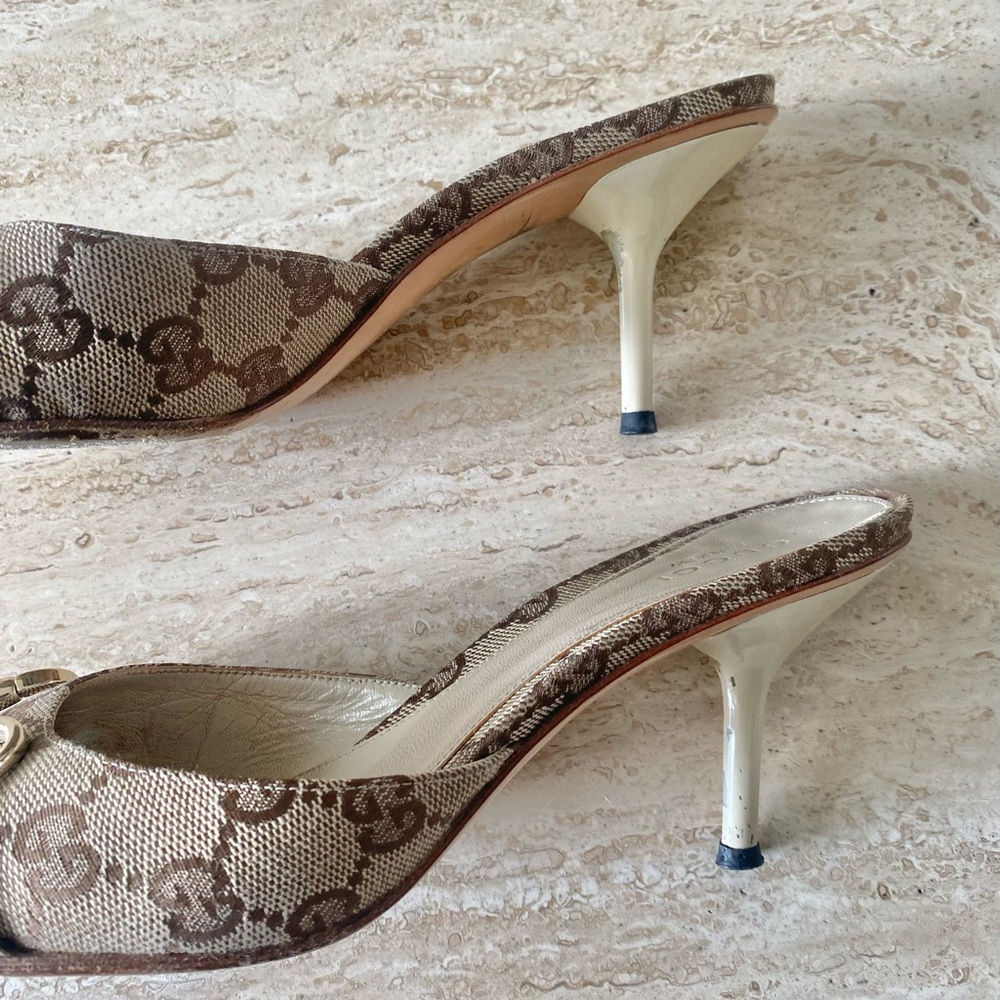 Vintage Gucci Guccissima Canvas Horsebit Mule Heels - Picture 5 of 8